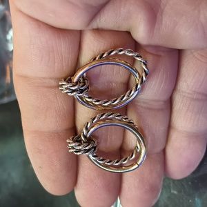 Silver and gold rope earrings